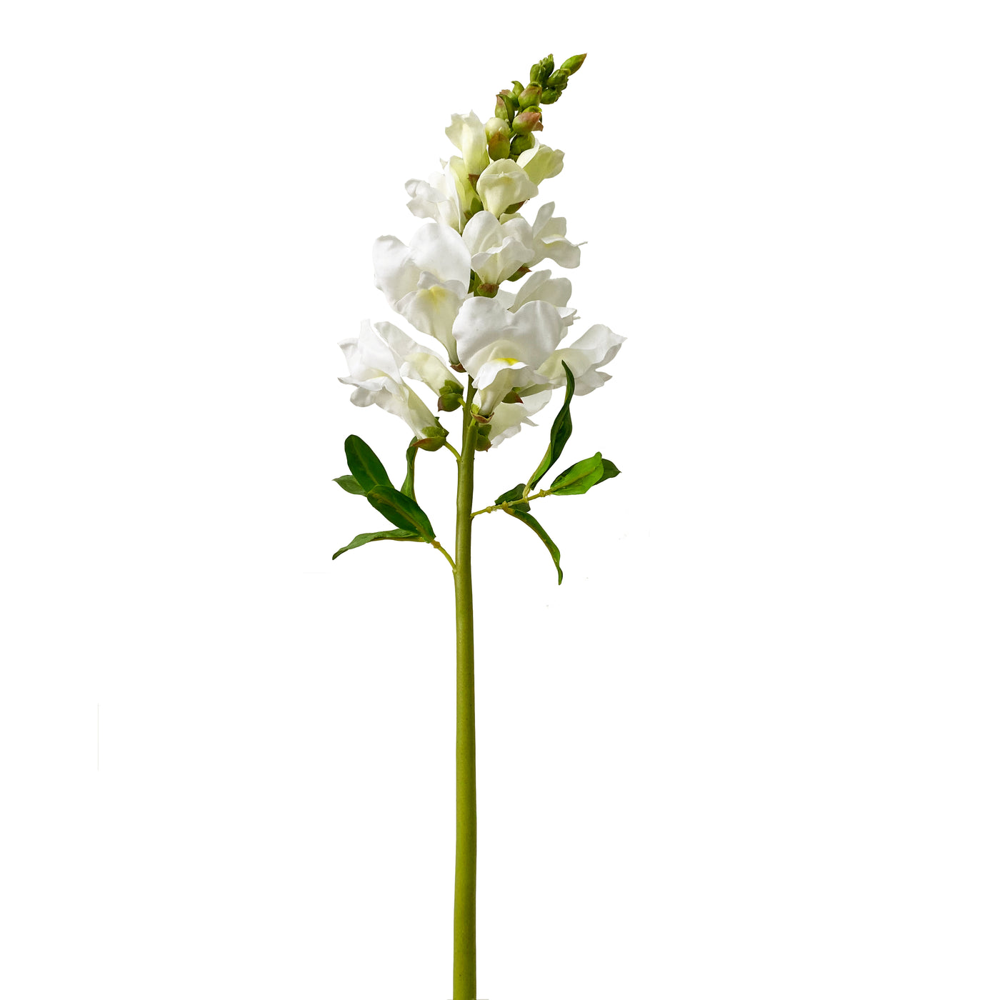 faux snapdragon single stem flower in white