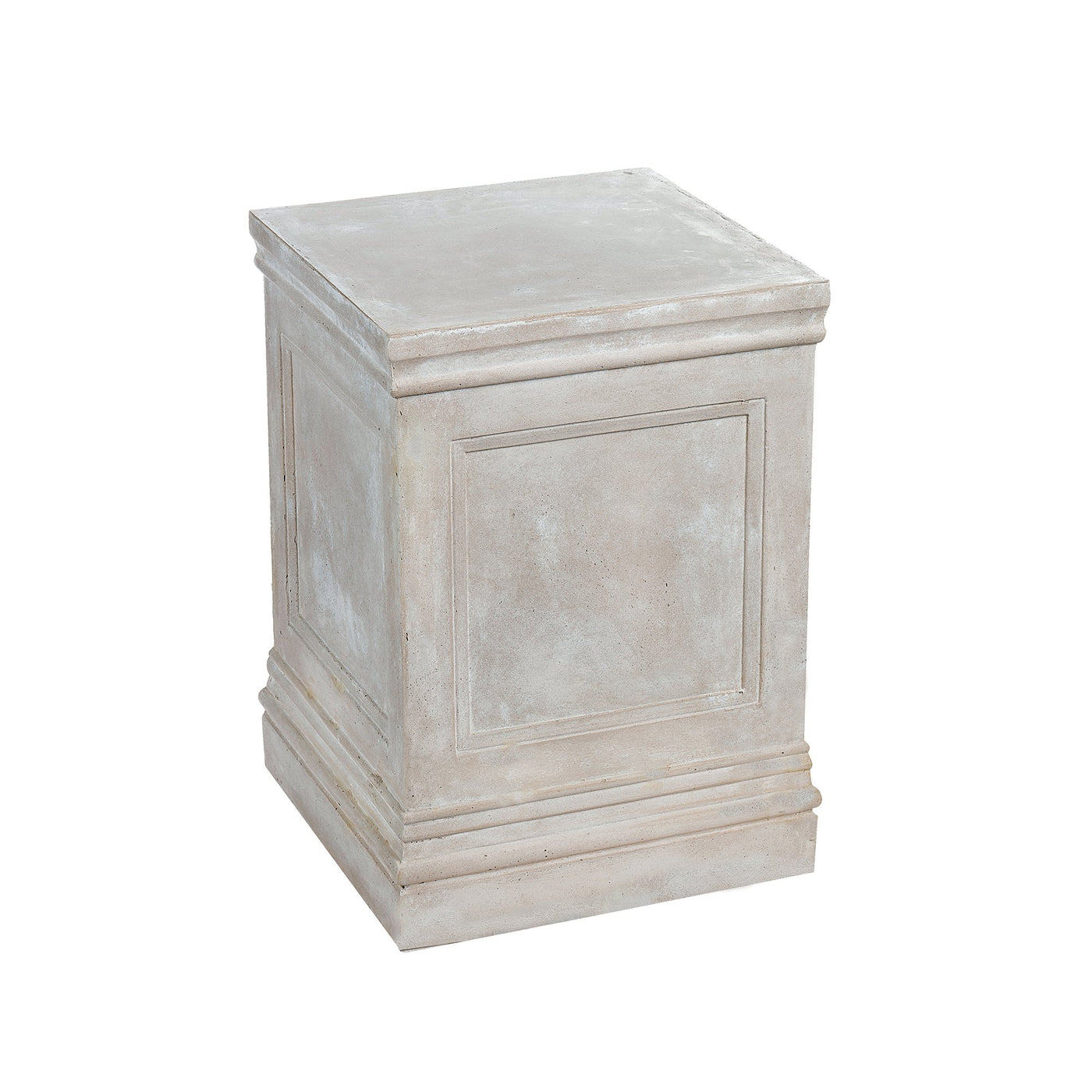 Square stonecast pedestal in light grey