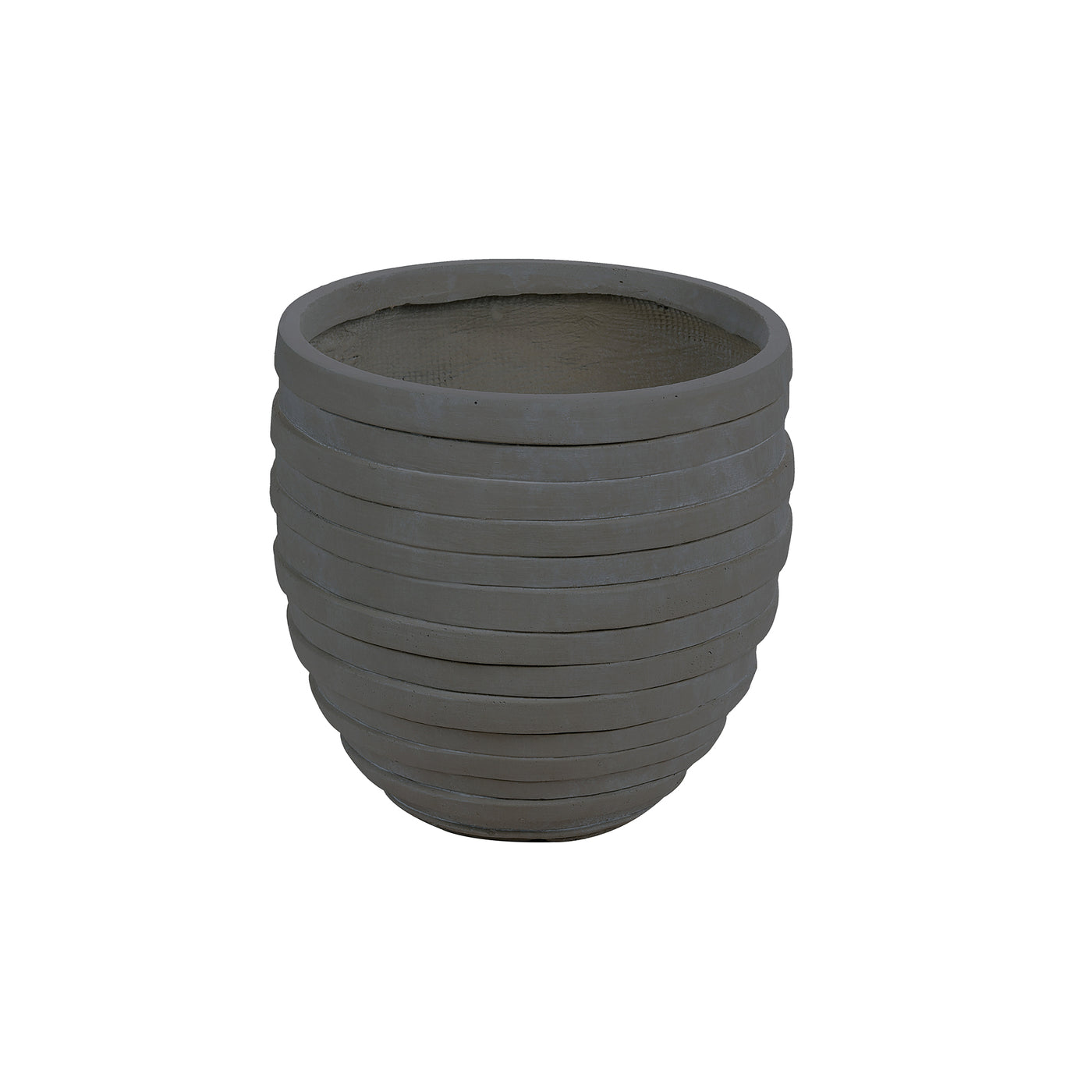 High-quality horizontal striped textured planter in charcoal