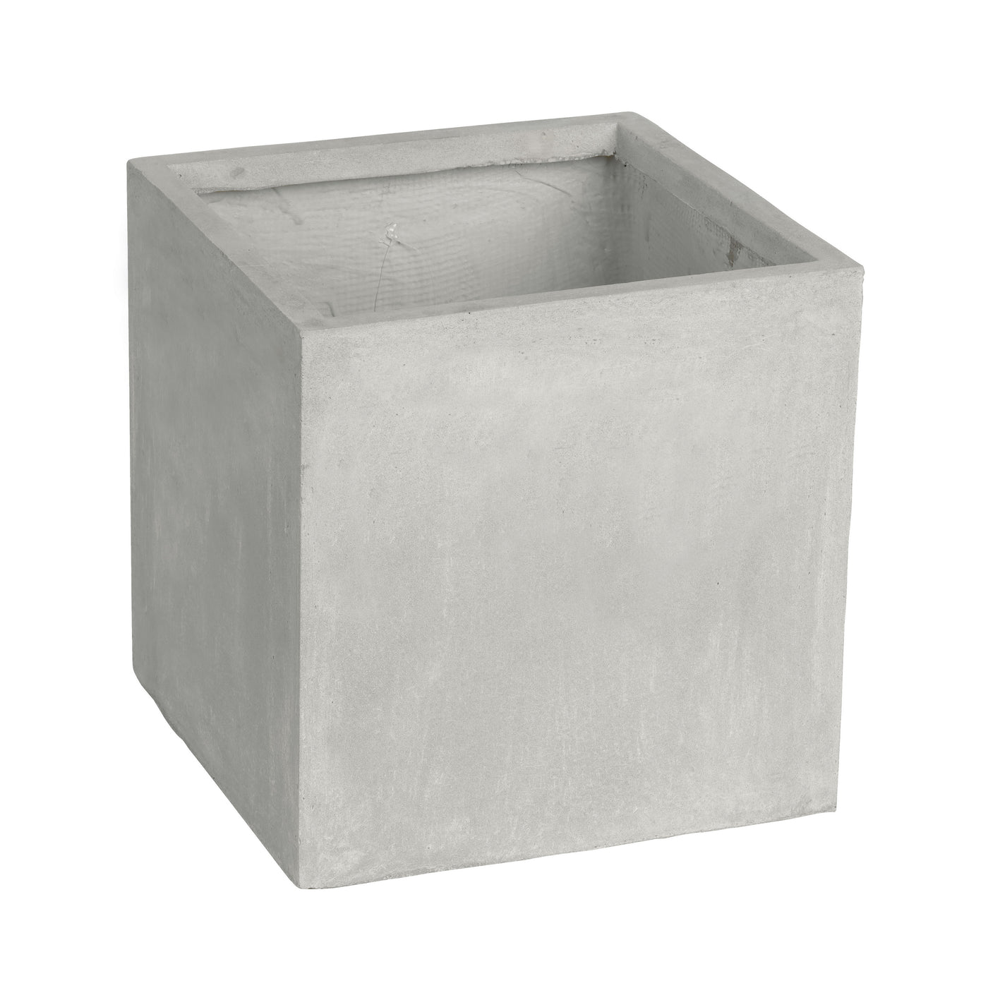 Handcrafted square stonecast planter in light grey