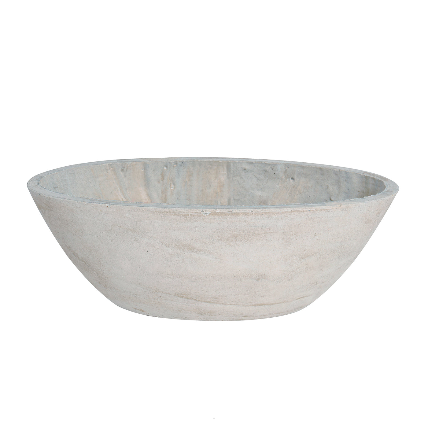 Contemporary oval stonecast planter in light grey