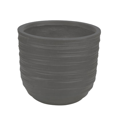 swirling texture stonecast planter in charcoal