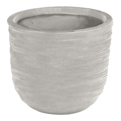 swirling texture stonecast planter in light grey