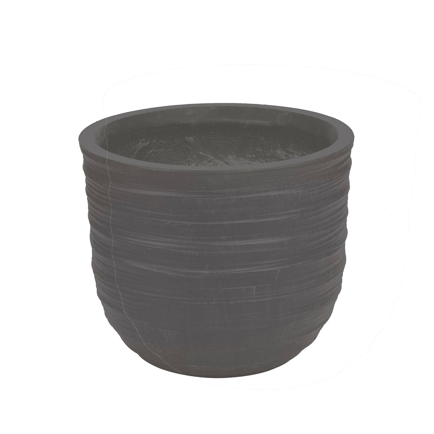 swirling texture stonecast planter in charcoal
