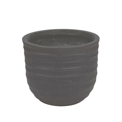 swirling texture stonecast planter in charcoal