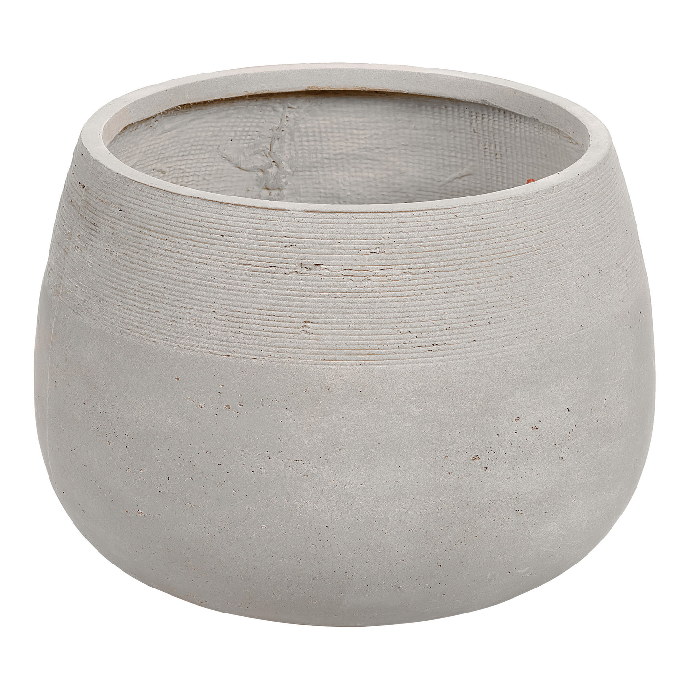 Contemporary round stonecast planter in light grey