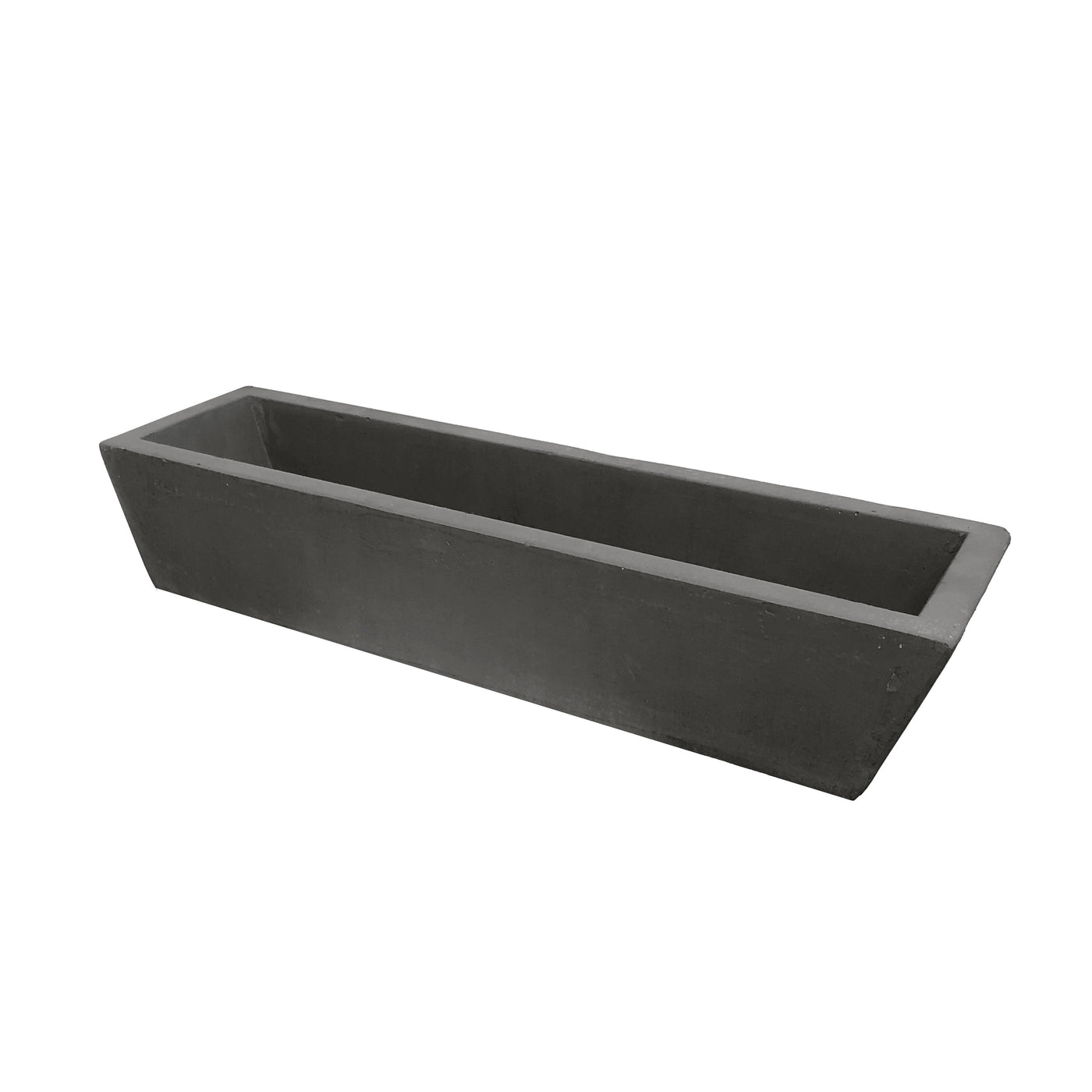High-quality stonecast trough planter in charcoal dark gray
