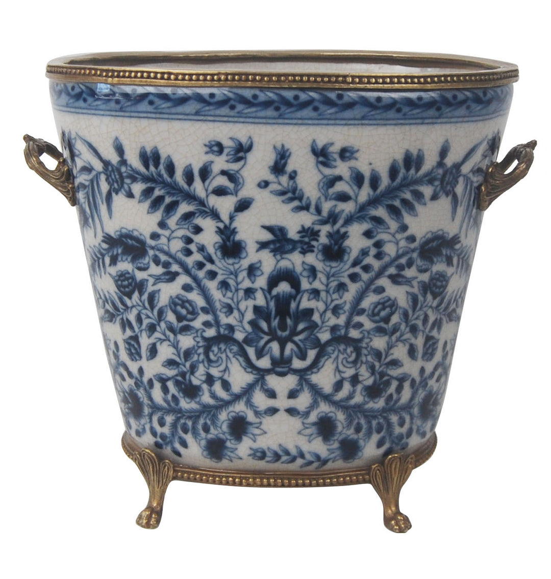 large blue and white plant pots BLUE AND WHITE PLANTER 8"