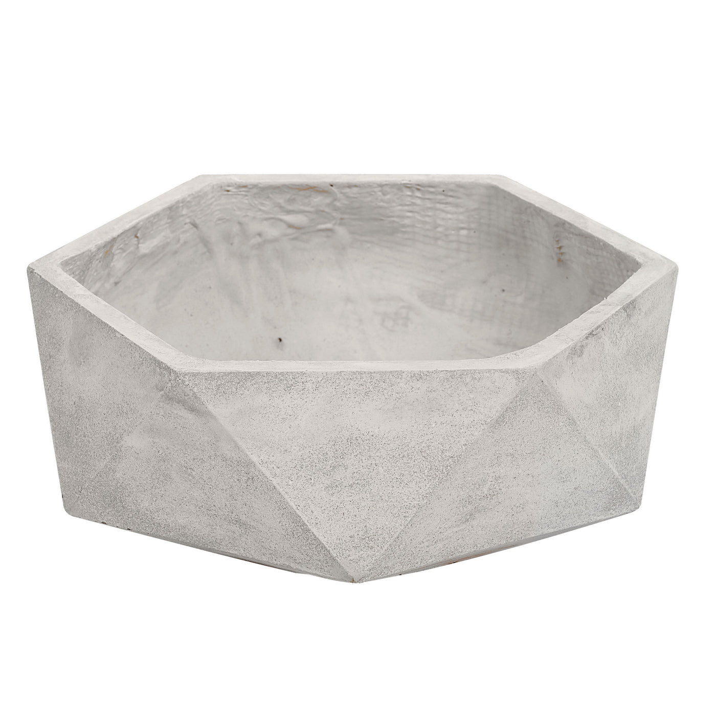 High-quality hexagonal stonecast pot in light grey