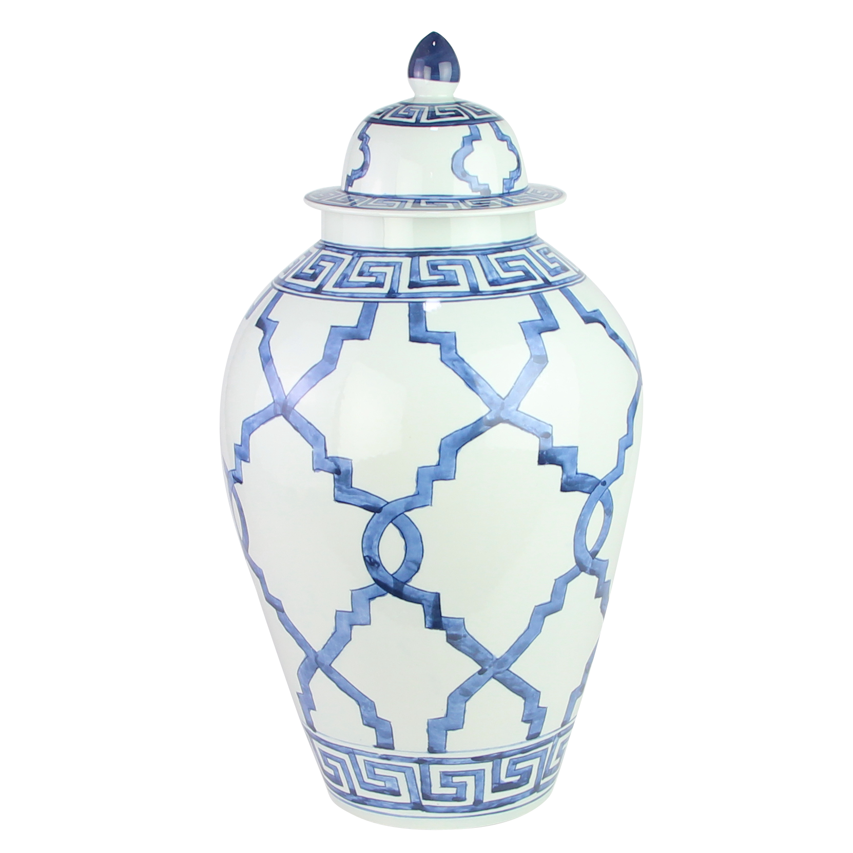 BLUE AND WHITE CERAMIC JAR 22" Winward Home