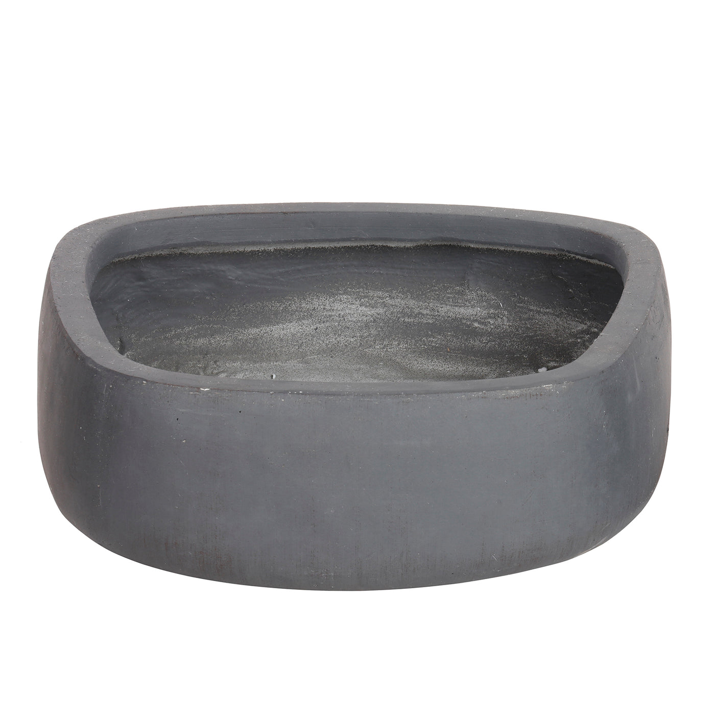 Round edge square stonecast pot in charcoal