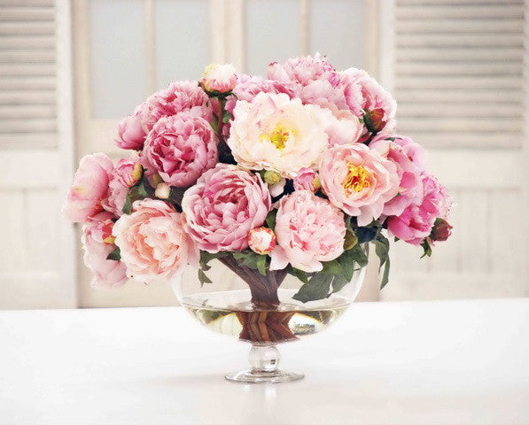 MIX PEONIES IN VASE (DP741-PK) - Winward Home silk flower arrangements