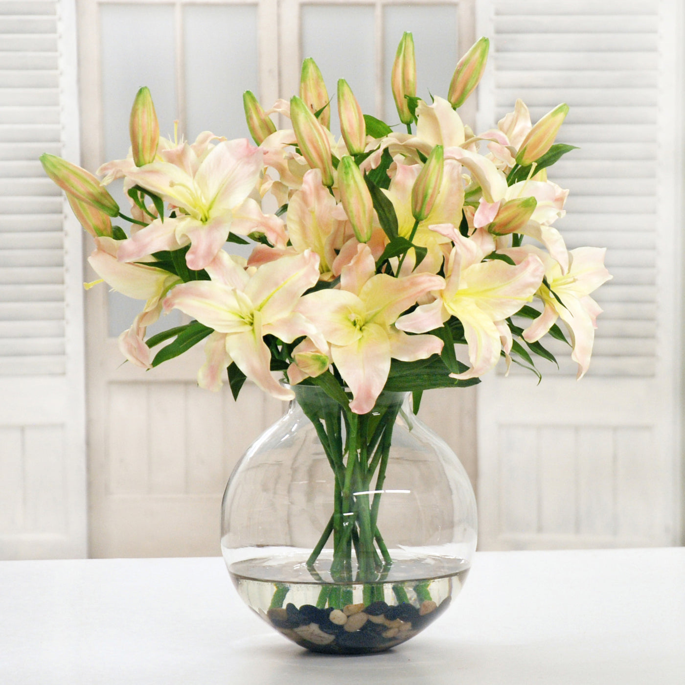 PINK LILY CASABLANCA CENTERPIECE (DP744-LP) - Winward Home silk flower arrangements