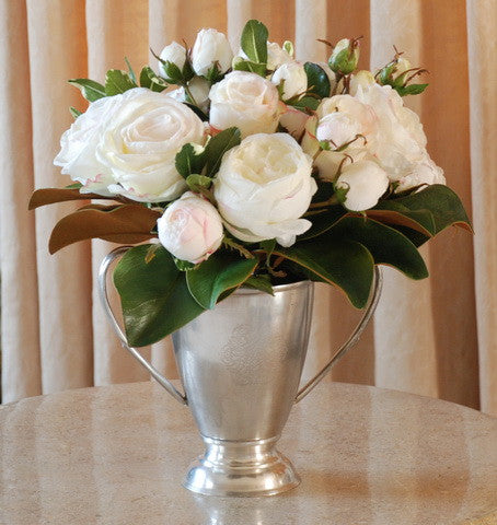 MIX ROSE/MAGNOLIA LEAF SMALL (DP751-CH) - Winward Home silk flower arrangements