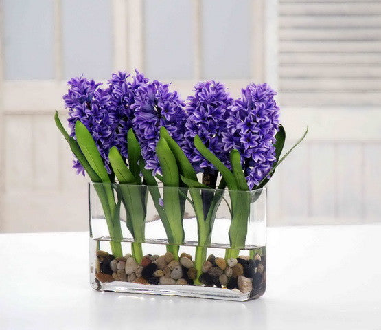 BLUE HYACINTH IN PLANTER (DP765-BLPU) - Winward Home faux floral arrangements