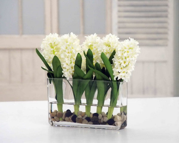 WHITE HYACINTH RECTANGLE (DP765-WH) - Winward Home silk flower arrangements