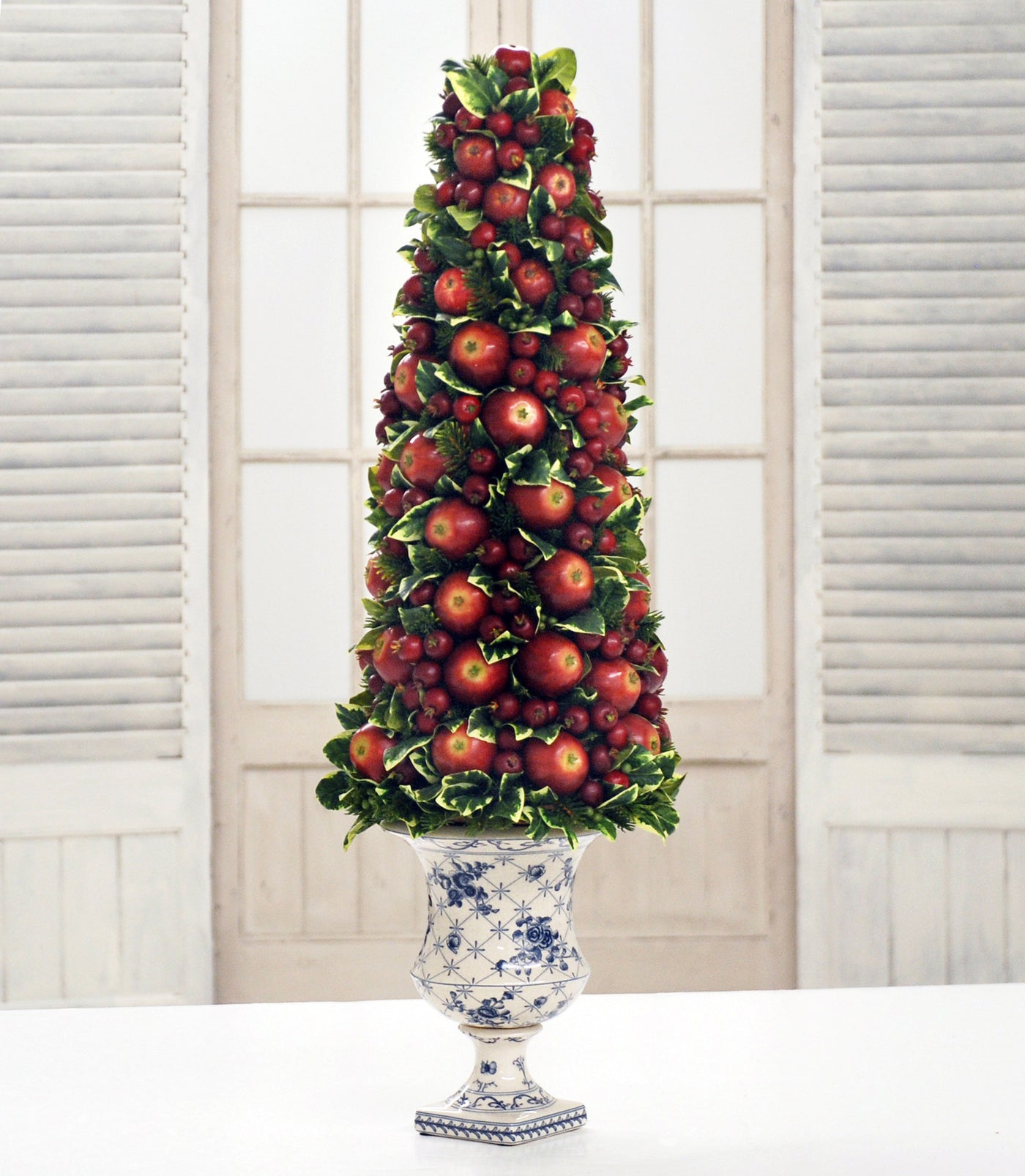 APPLE BERRY HOLIDAY CONE (DP793-BUGR) - Winward Home faux floral arrangements