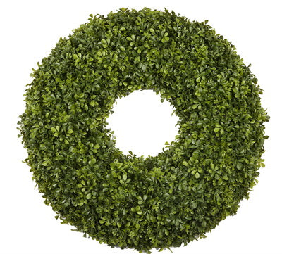 deluxe high-end faux boxwood wreath for indoors or outdoors