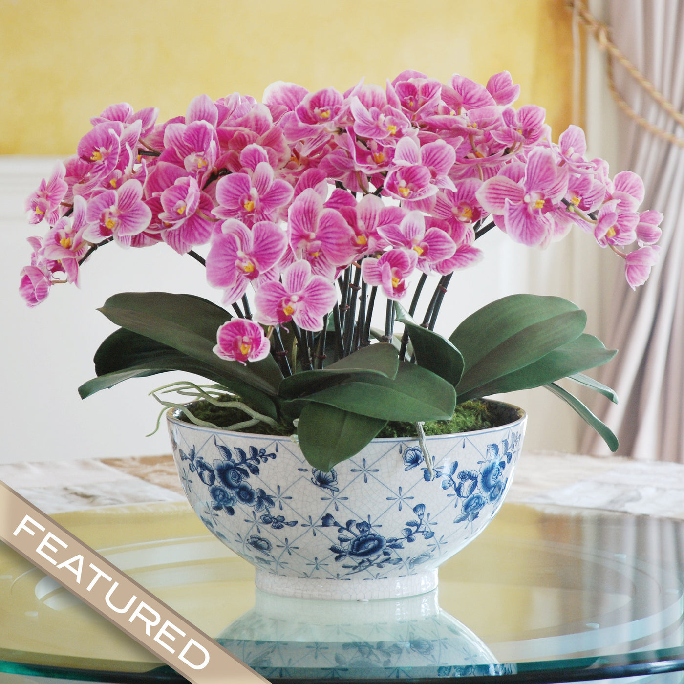 ECLECTIC PHALAENOPSIS ORCHID CENTERPIECE (DP770-PUWH) - Winward Home silk flower arrangements
