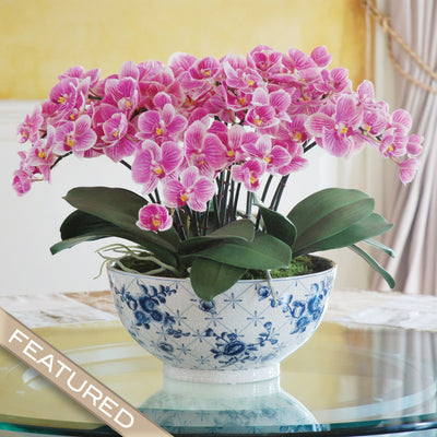 ECLECTIC PHALAENOPSIS ORCHID CENTERPIECE (DP770-PUWH) - Winward Home silk flower arrangements