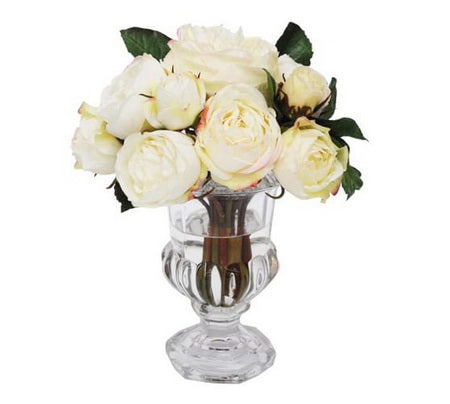 ROSES IN FLANGING GLASS VASE 9.5'
