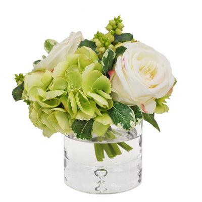 Hydrangea Rose in Vase 9"