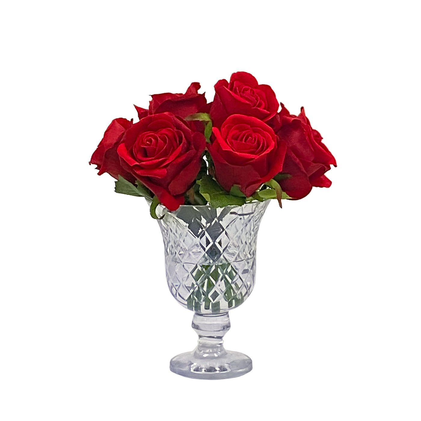 Red Roses in Candleholder Vase 11"