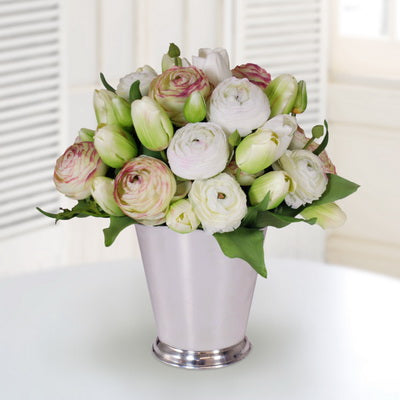 MIX TULIP IN SILVER VASE 16"