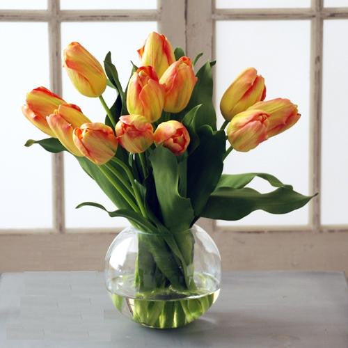 TULIP BUBBLE BOWL (WHD049-YLOR) - Winward Home silk flower arrangements