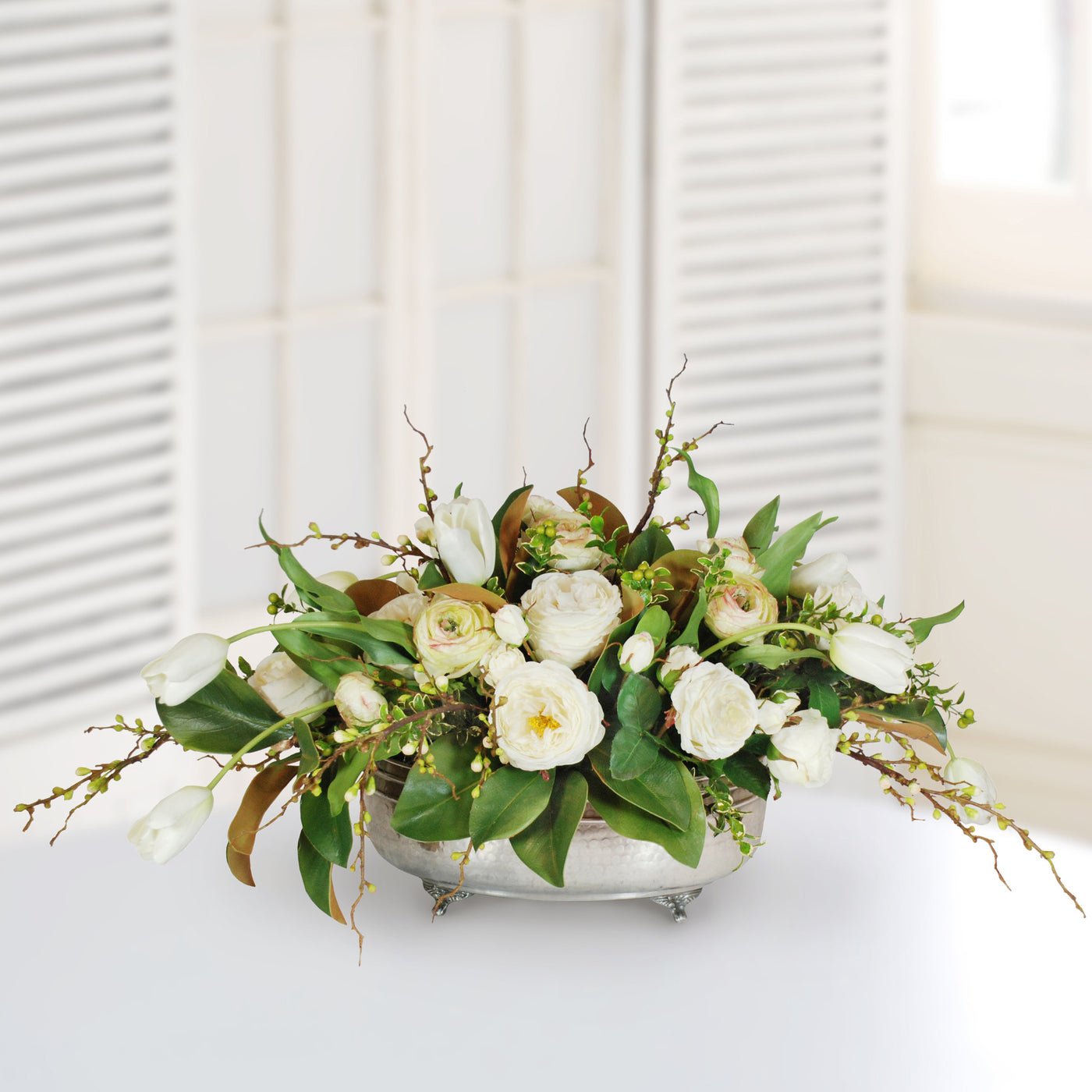ROSE AND TULIP MIX (WHD068-WH) - Winward Home faux floral arrangements