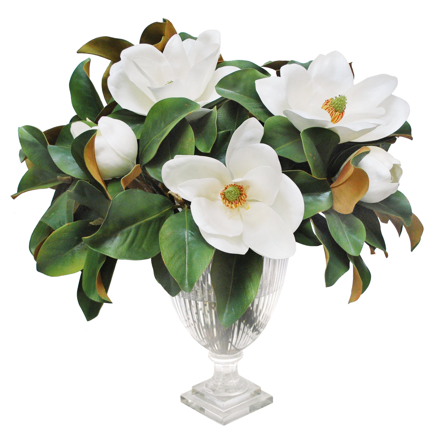 MAGNOLIA IN STRIPE CUT VASE (WHD125-WH)