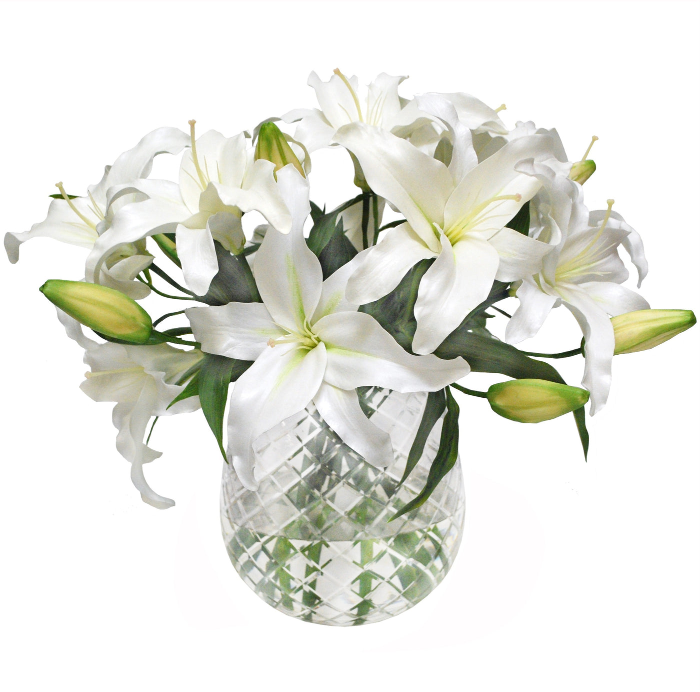 LILY CASABLANCA IN DIAMOND CUT VASE (WHD126-WH)