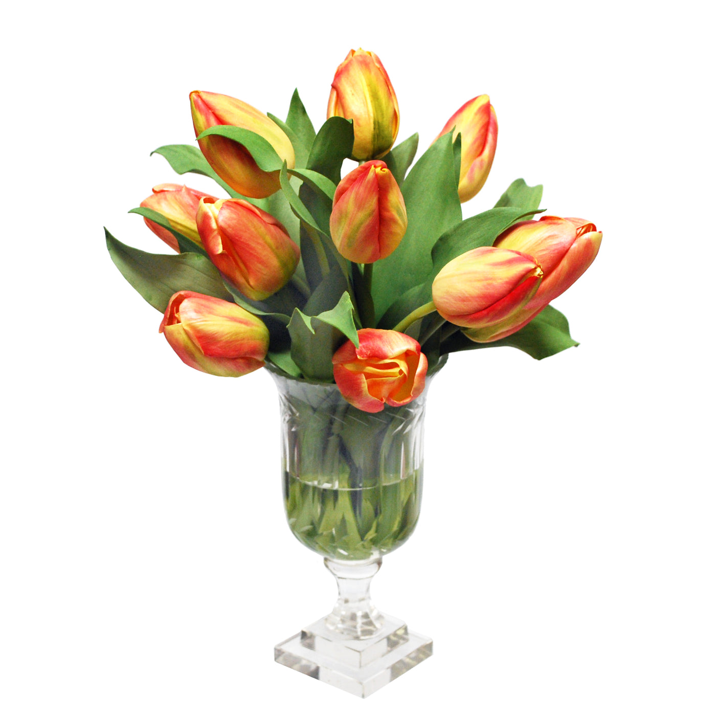 TULIP IN LEAF CUT VASE (WHD133-OR)