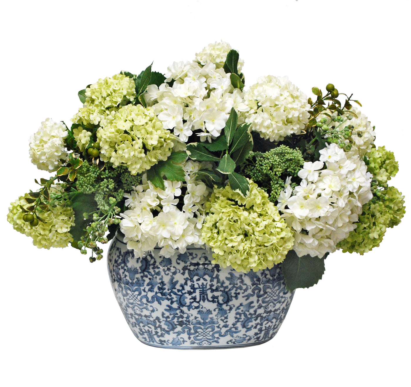 HYDRANGEA IN OVAL PLANTER (WHD141-WHGR)