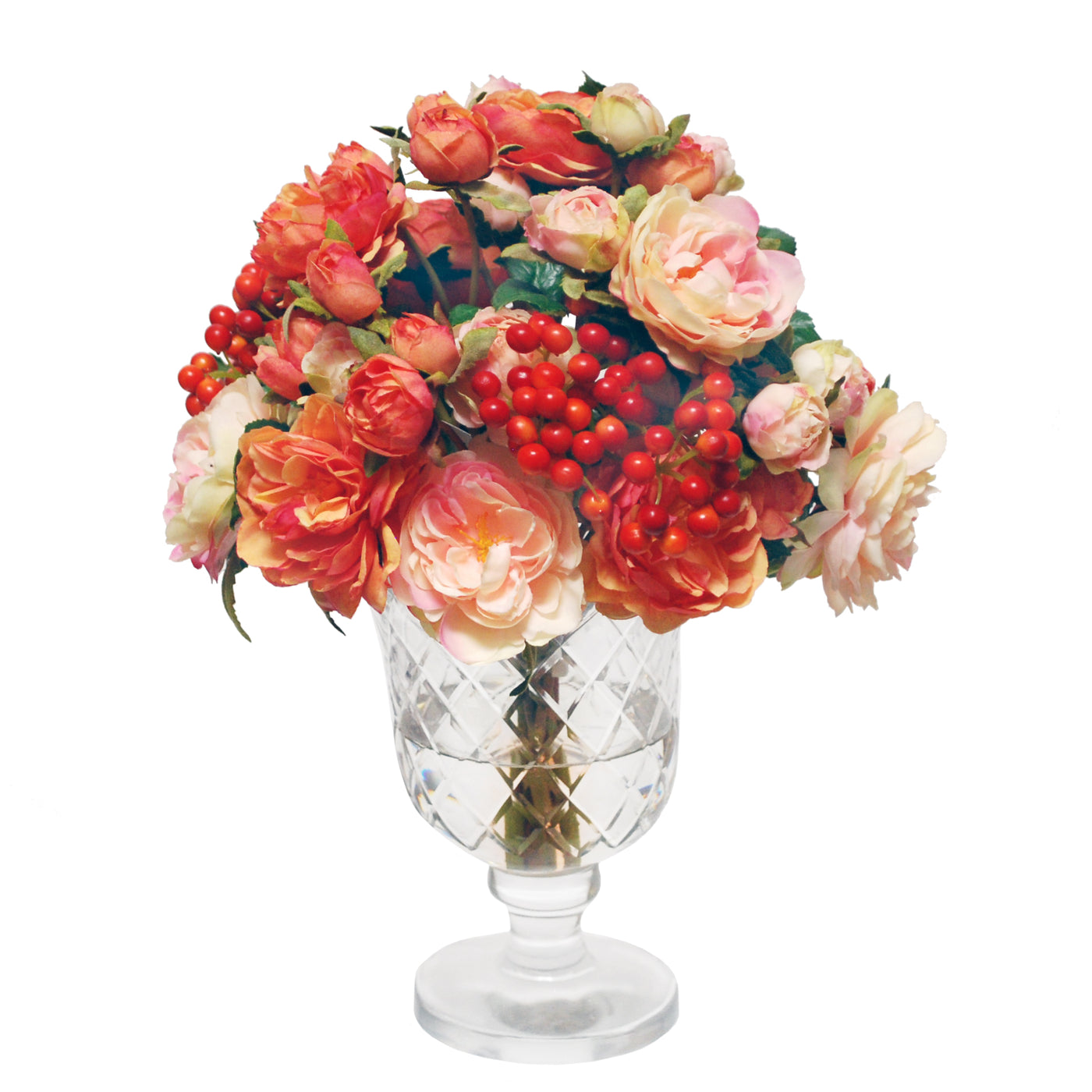 MIX ROSE IN CANDLE HOLDER (WHD152-OR)
