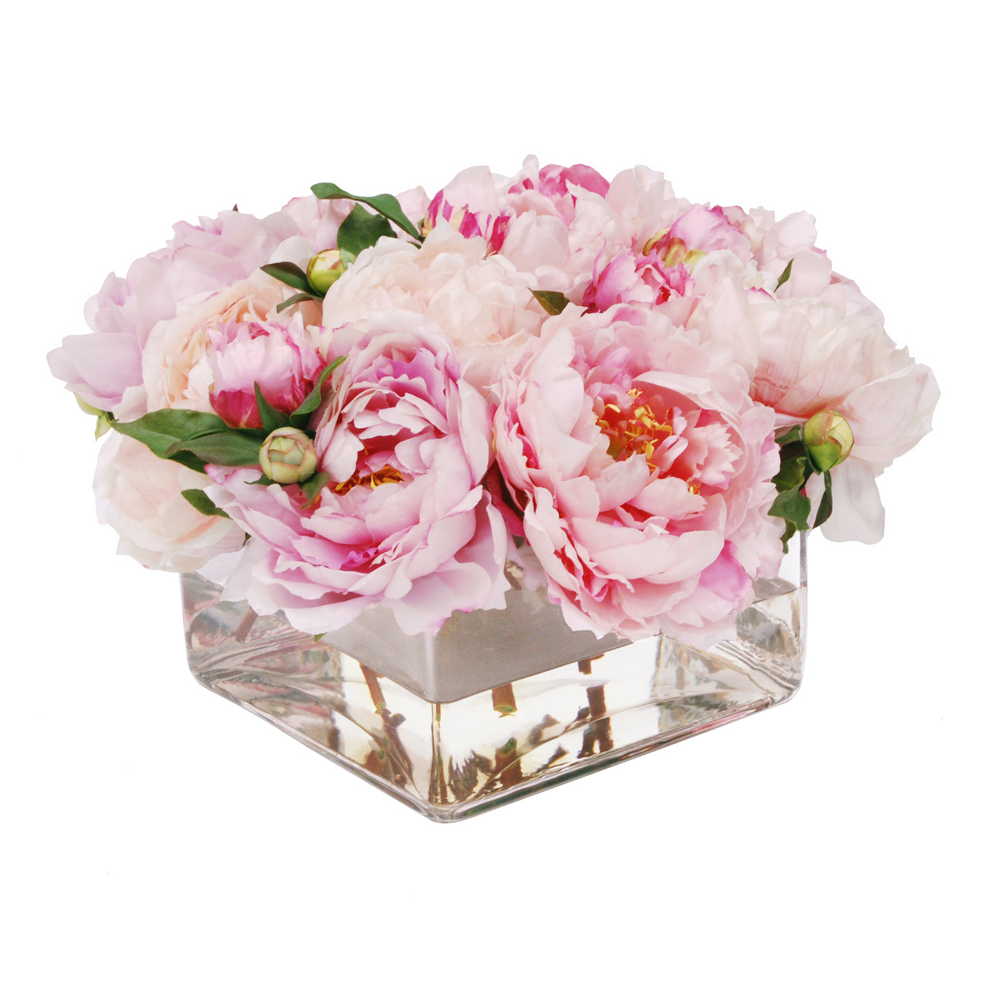 PEONY IN SQUARE VASE (WHD169-PK)