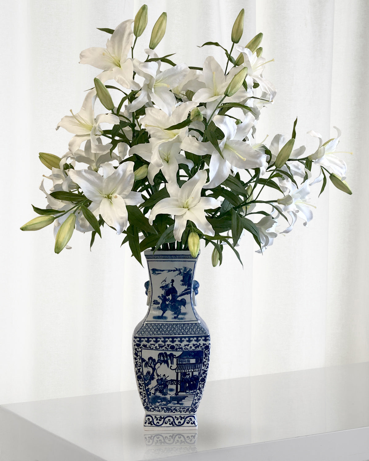 CASABLANCA LILY IN CHINESE VASE (WHD266-WHGR)