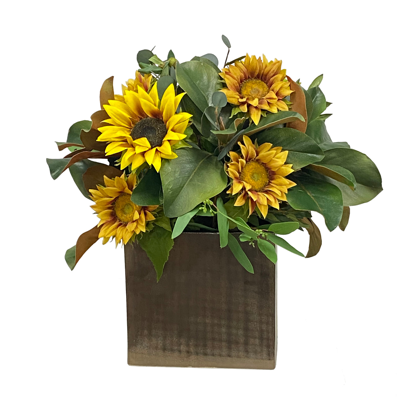 SUNFLOWER IN ARTISANAL RECTANGLE VASE 21"