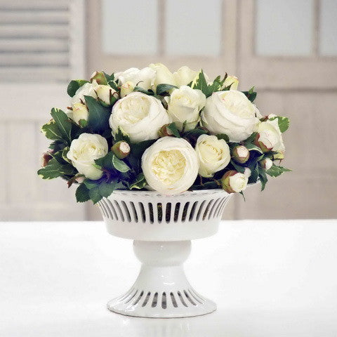 ROSE/CAMELLIA COMPOTE (WHDP2532-WHGR) - Winward Home silk flower arrangements