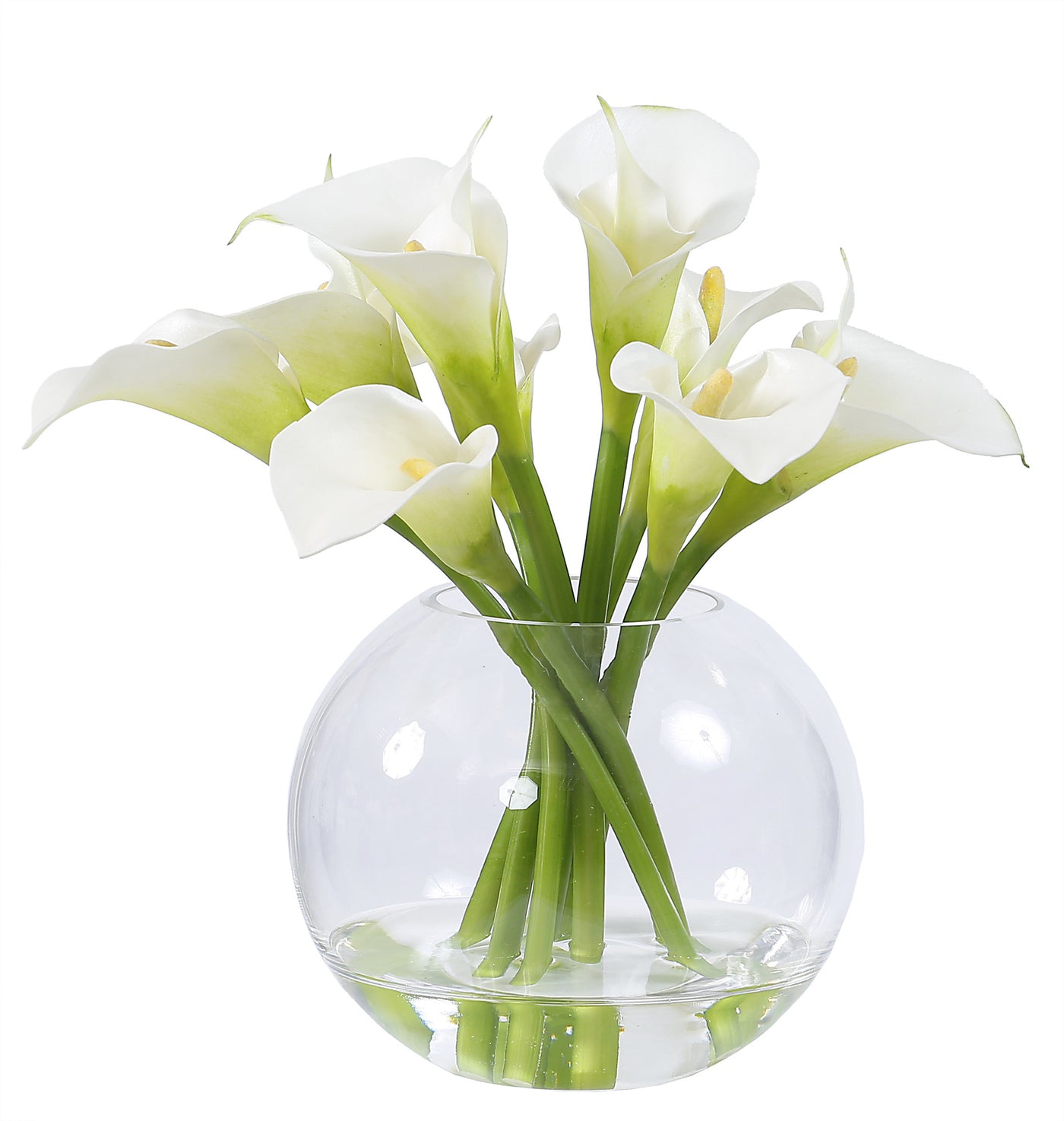 CALLA LILY IN GLASS 11'' (WHI003-WH) - Winward Home faux floral arrangements