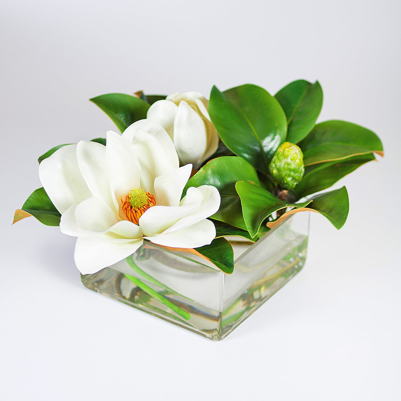 MAGNOLIAS IN VASE 13'' (WHI012-WH) - Winward Home faux floral arrangements