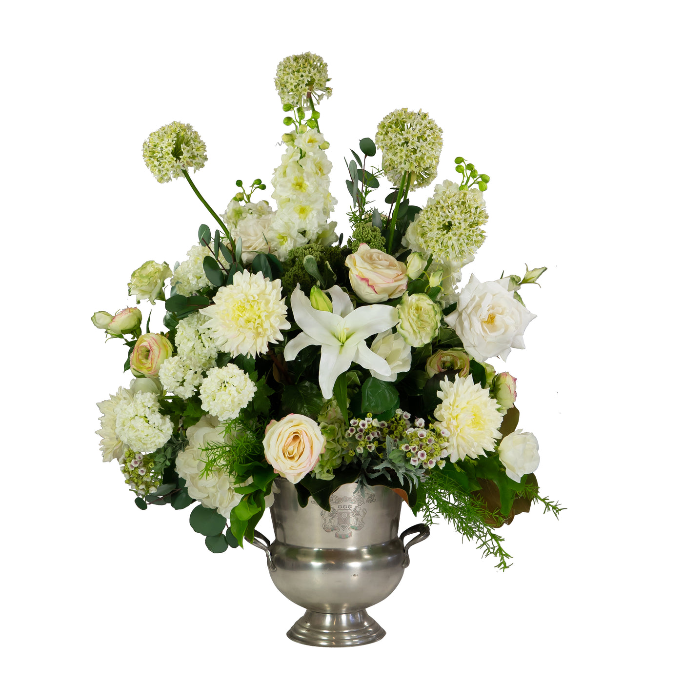 HYDRANGEA ALLIUM IN VASE (WHICON20-WHGR)