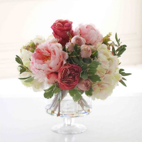 GARDEN FLOWERS IN GLASS (WHWP9134-PK) - Winward Home faux floral arrangements