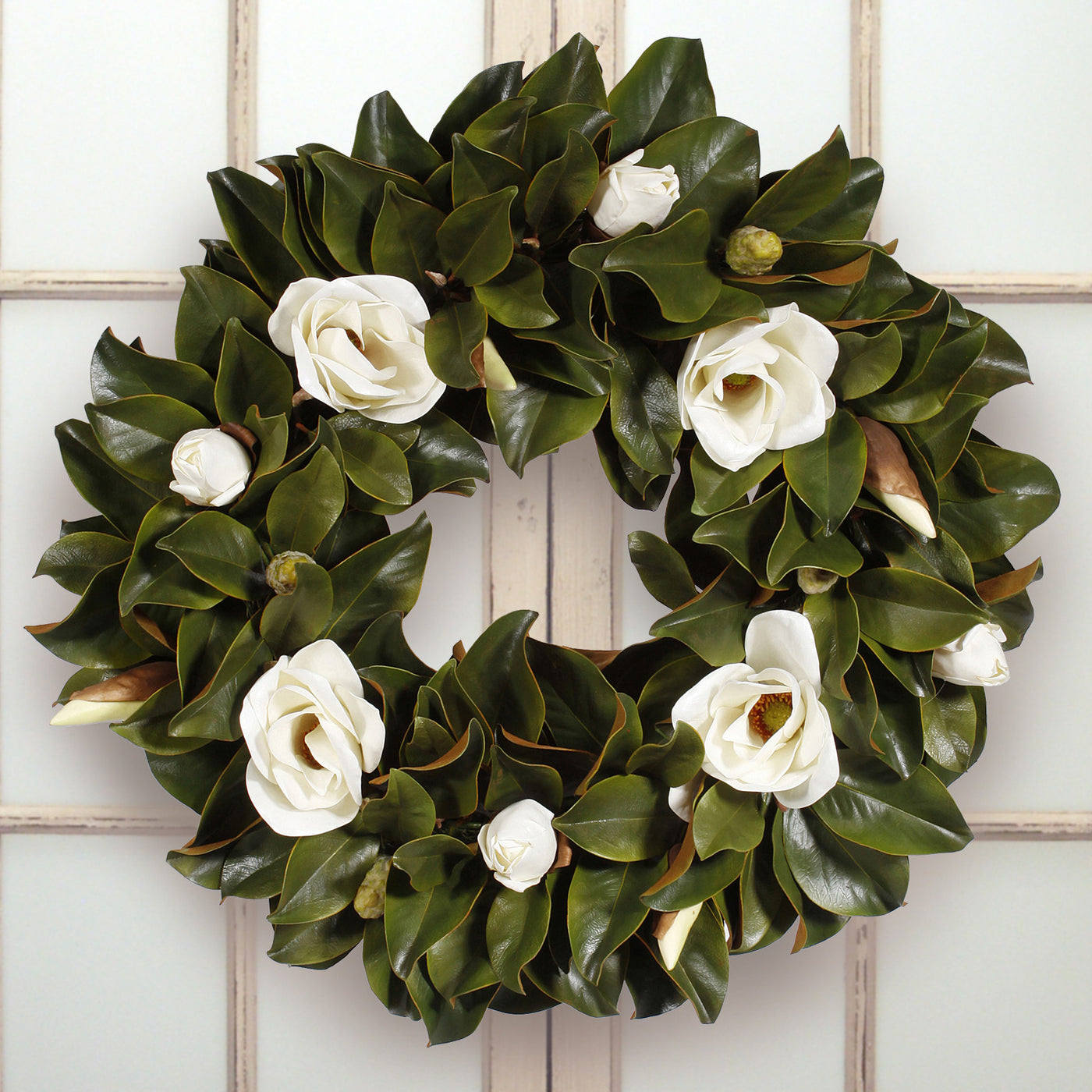 CLASSIC MAGNOLIA WREATH (WHXP10151-WHG) - Winward Home faux floral arrangements