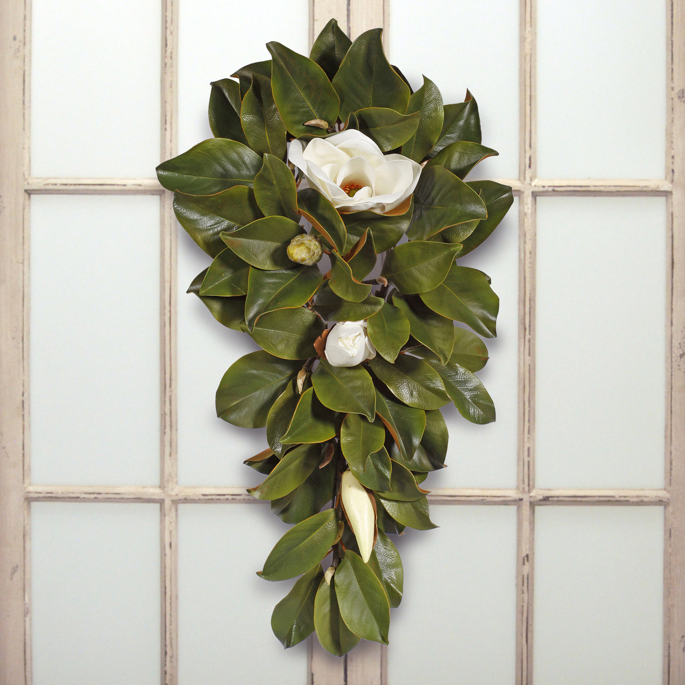 CLASSIC MAGNOLIA TEARDROP (WHXP10155-WHG) - Winward Home silk flower arrangements