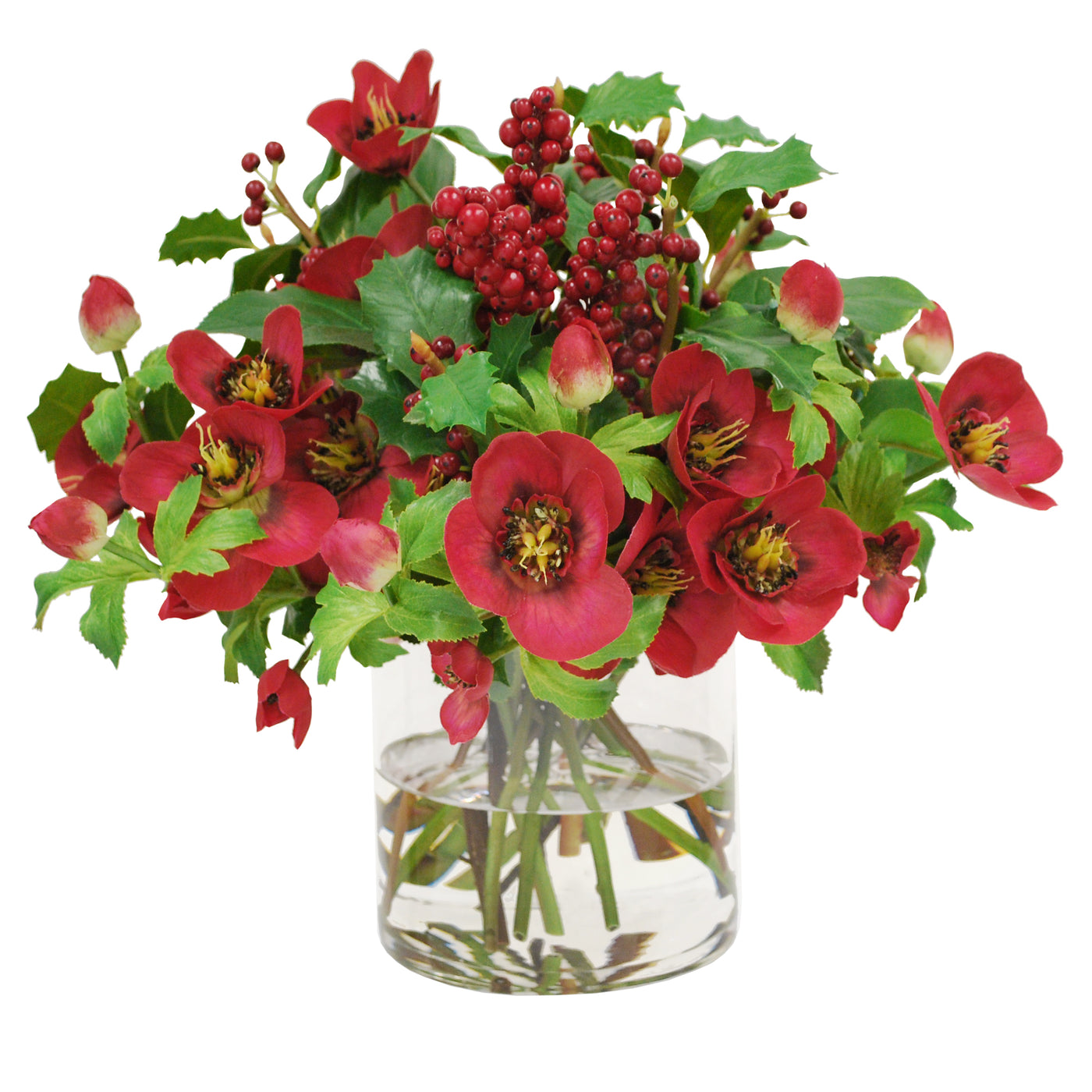HELLEBORES ROSE IN VASE (XDP097-RD)