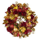 pre-lit and pre-decorated ornament holiday wreath