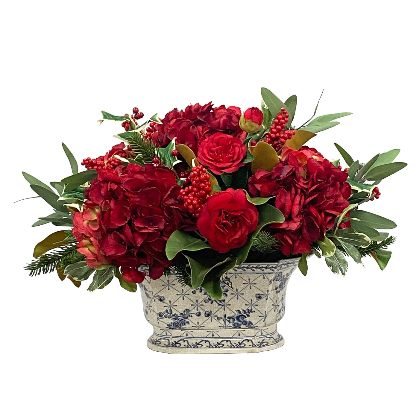 holiday handcrafted faux floral arrangement