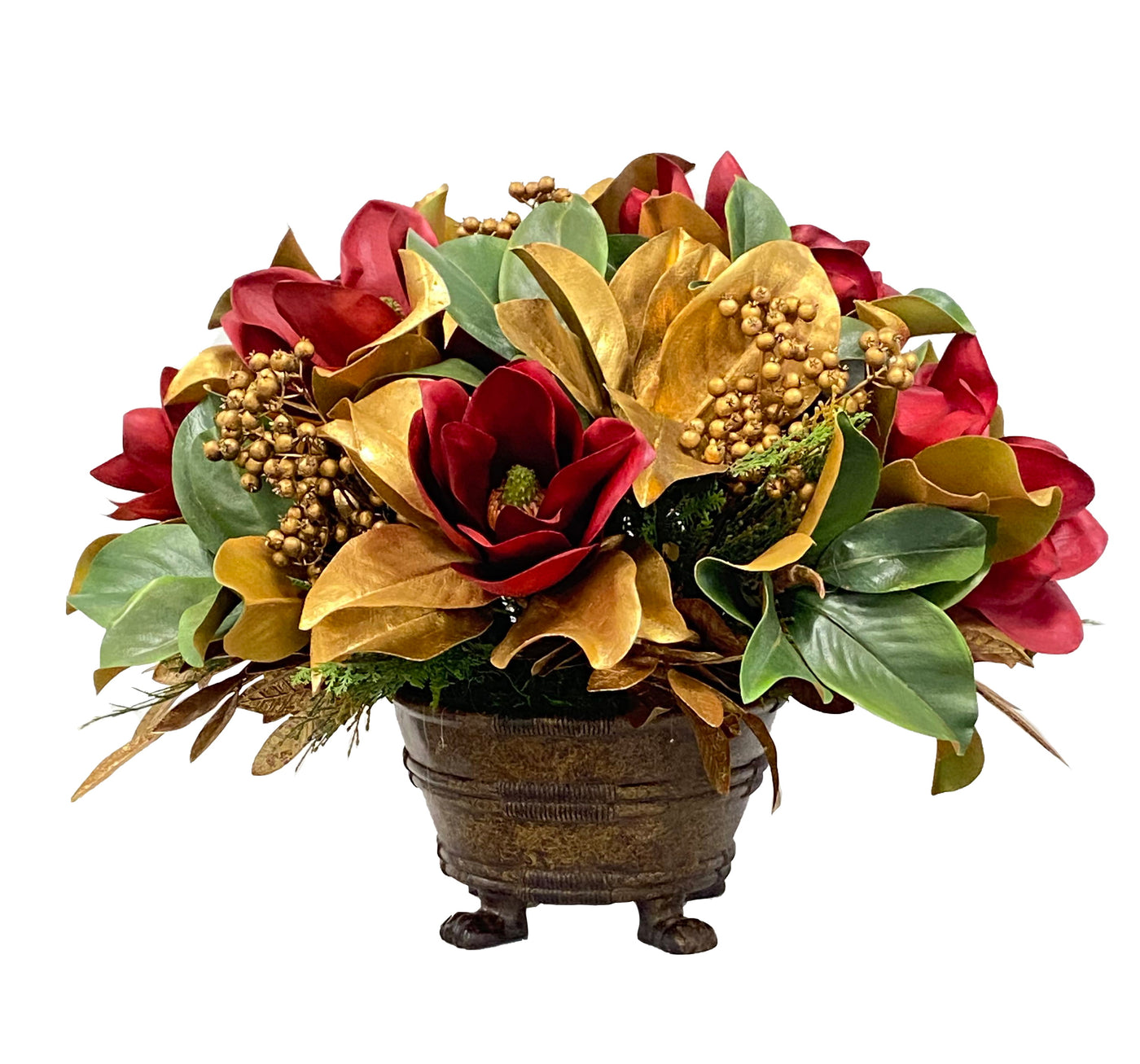 holiday faux magnolia flower arrangement centerpiece